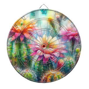 Aquarellblüte Sukkulente Kakteen Dartscheibe