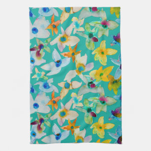 Aquarellblüten Geschirrtuch