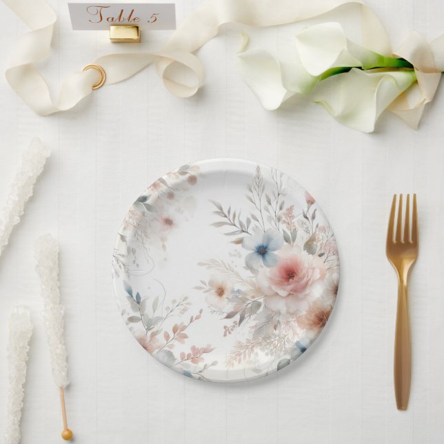 "Aquarellblüten: Moderne Teller für Blumenblätter (Hochzeit)