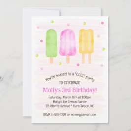 Aquarellblüten Niedlich Pink Girl 3. Geburtstag Einladung