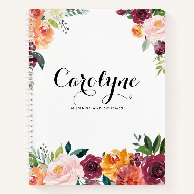 Aquarellblüten Personalisiert Notizbuch (Vorderseite)