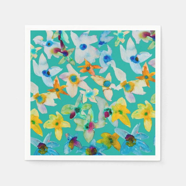 Aquarellblüten Serviette (Vorderseite)