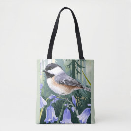 Aquarellblüten und Chickadee Tasche