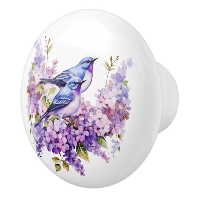 Aquarellblüten und Lilacs Keramikknauf (Rechts)