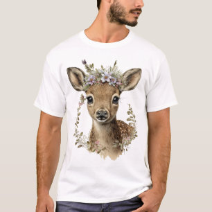 Aquarellblütenbaby Hirsche Niedlich T-Shirt