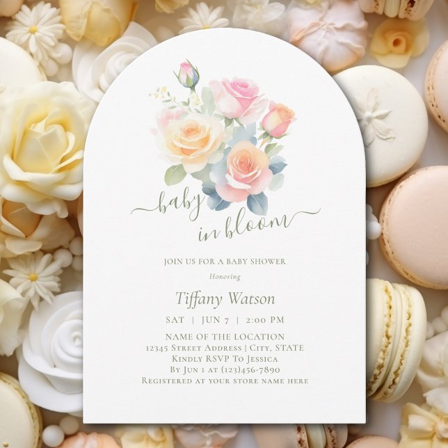 Aquarellblütenbaby in Bloom Baby Dusche Einladung (Von Creator hochgeladen)
