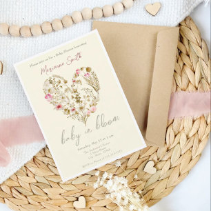 Aquarellblütenbaby in Bloom Baby Dusche Einladung