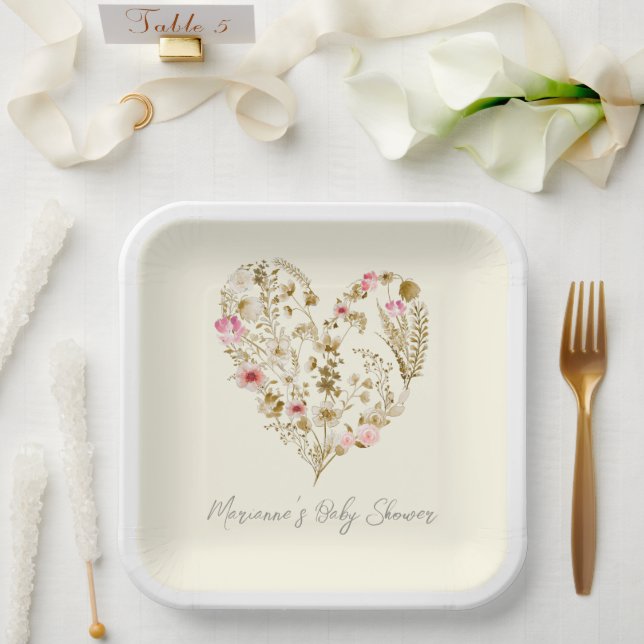 Aquarellblütenbaby in Bloom Baby Dusche Pappteller (Hochzeit)