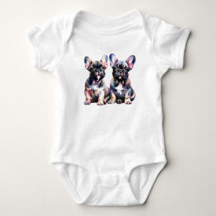 Aquarellblütenblüten, niedliche Welpen Baby Strampler