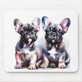 Aquarellblütenblüten, niedliche Welpen Mousepad