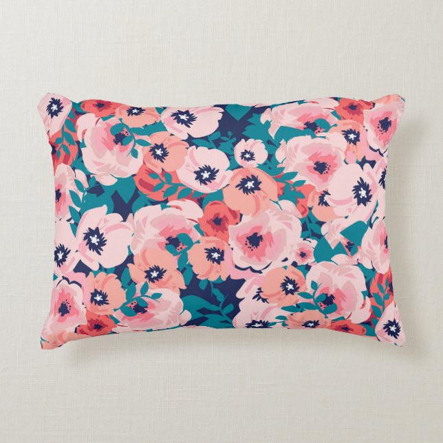AquarellblütenBouquet: Vintage Peonies. Dekokissen (Vorderseite)