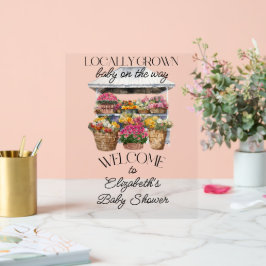 Aquarellblütendusche Acrylschild