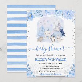 Aquarellblütendusche für Arktis Baby Einladung