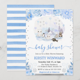 Aquarellblütendusche für Arktis Baby Einladung