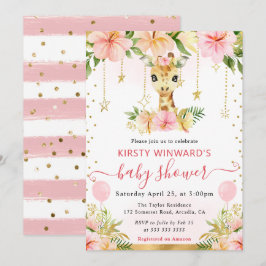 Aquarellblütendusche Giraffe Babydusche Einladung