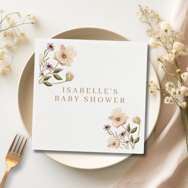 Aquarellblütendusche Papier Napkin Serviette (floral paper party napkins)