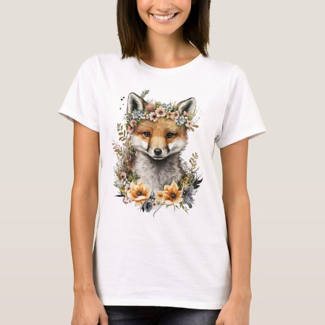 Aquarellblütenfos Niedlich T-Shirt (Vorderseite)