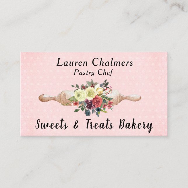 Aquarellblütengebäck Button Konditorei Koch Visitenkarte (Vorderseite)