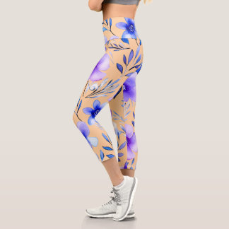 Aquarellblütenharmonie - Nahtlose botanische Pat Capri Leggings