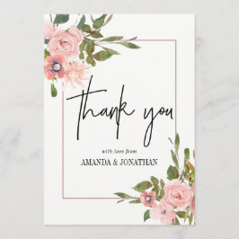 Aquarellblütenröte und Rose Gold Vielen Dank Dankeskarte