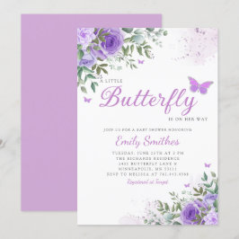 Aquarellblütenschmetterling Baby Girl Dusche Einladung