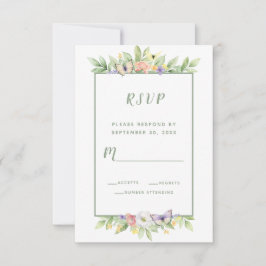 Aquarellblütenschmetterlinge Hochzeitsszenarien RSVP Karte