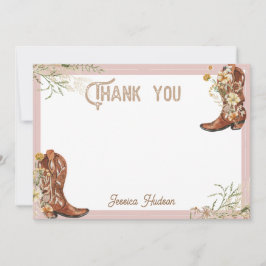 Aquarellblütenstiefel und Bubbly-Brautparty Dankeskarte
