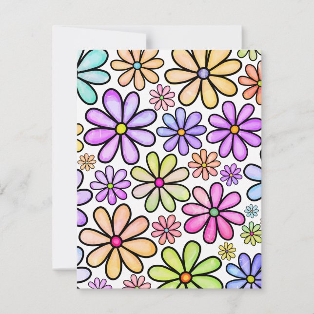 Aquarellbogen Doodle Daisy Blume Muster Mitteilungskarte (Vorderseite)