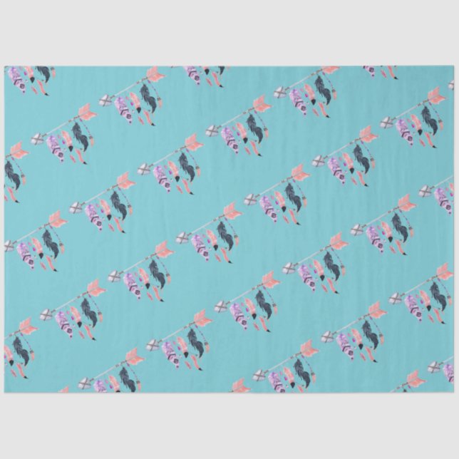 Aquarellbogen und Federn Seidenpapier (Vorderseite)