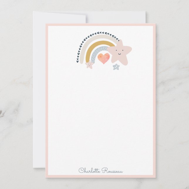 Aquarellbogenstars Custom Kid's Stationery Mitteilungskarte (Vorderseite)