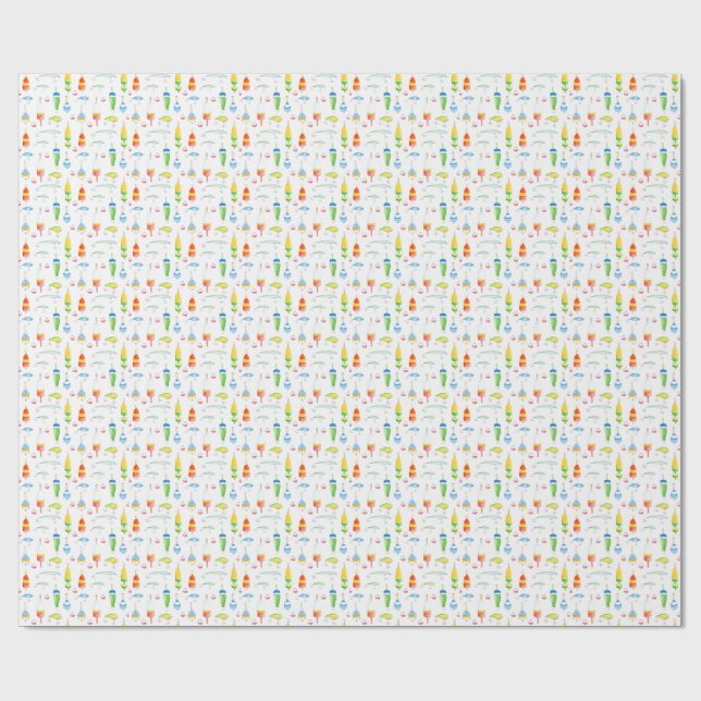 Aquarellbojen und Köder Geschenkpapier (Flach)