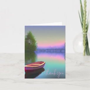 Aquarellboot auf ruhigem See personalisierbare Kar Karte