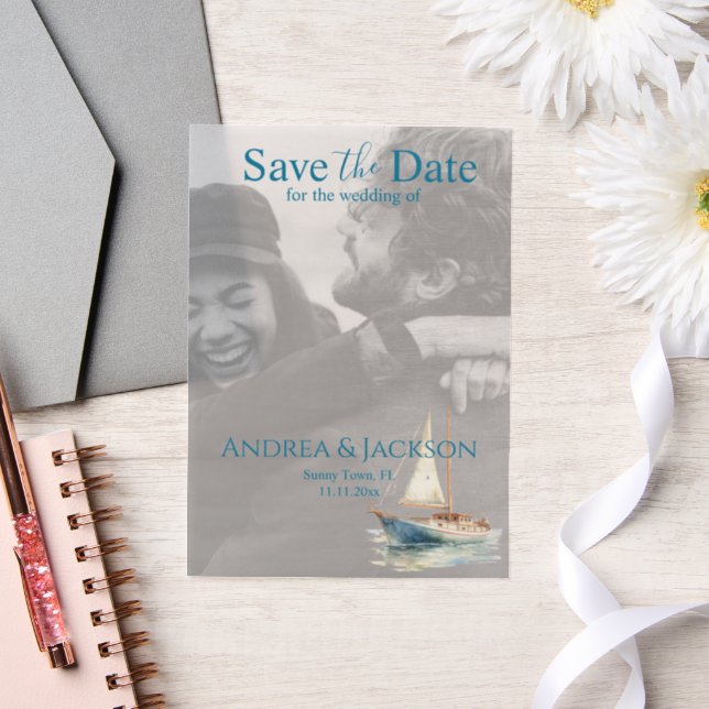 Aquarellboot Save the Date (Hochzeit)
