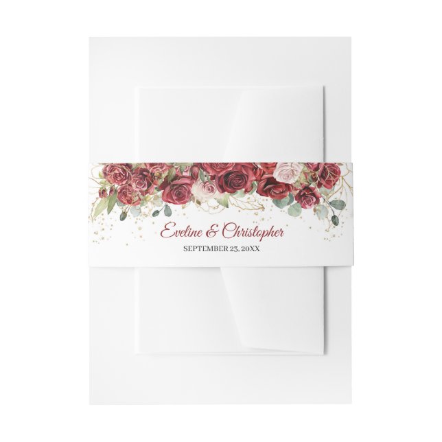 Aquarellbord und Rose eucalyptus Einladungsbanderole (Vorderseite Beispiel)