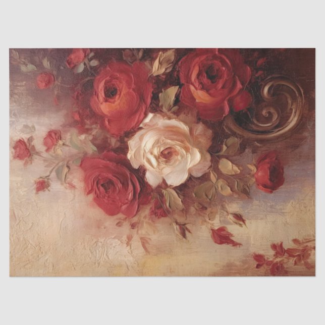 Aquarellbord und weiße französische Rose Gold Seidenpapier (Vorderseite)