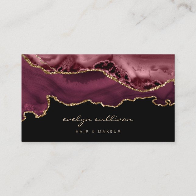 Aquarellbordeaux auf schwarz visitenkarte (Vorderseite)