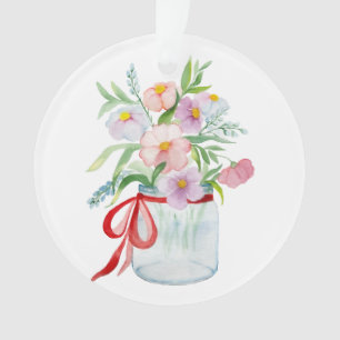 Aquarellbouquet aus Blume in einer Vase mit Rippe Ornament