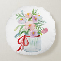 Aquarellbouquet aus Blume in einer Vase mit Rippe