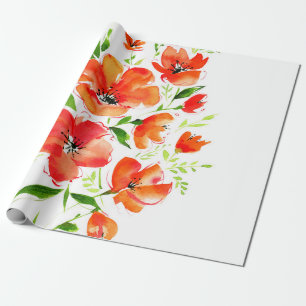 Aquarellbouquet aus Mohnanbau-Blume Geschenkpapier
