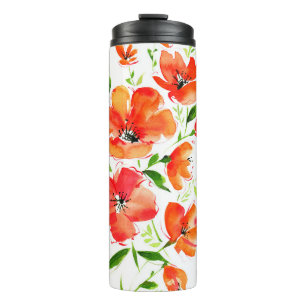 Aquarellbouquet aus Mohnanbau-Blume Thermosbecher
