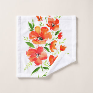 Aquarellbouquet aus Mohnanbau-Blume Waschlappen