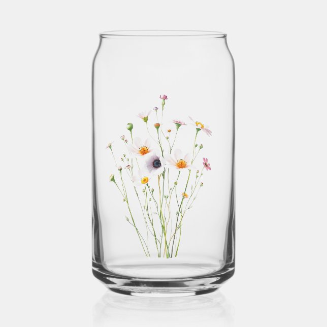 Aquarellbouquet aus Wildblumen Dosenglas (Vorderseite)