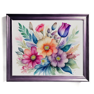 Aquarellbouquet der Blume 5:4 Poster