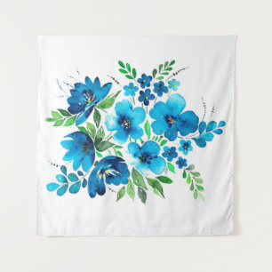 Aquarellbouquet in hellblauen Farben, zart fl Wandteppich