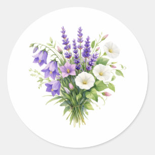 Aquarellbouquet mit Wildblumen Runder Aufkleber