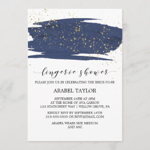 Aquarellbrasse und Gold Sparkle Lingerie Dusche Einladung