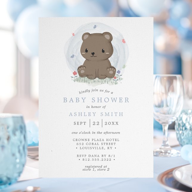 Aquarellbraun Bär Niedlich einfache Boys Babydusch Einladung (Von Creator hochgeladen)