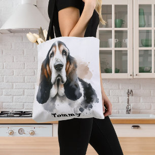 Aquarellbraun Basset Hound /Pets personalisieren Tasche
