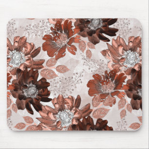 Aquarellbraun graues Blumenmuster. Mousepad