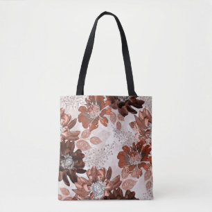 Aquarellbraun graues Blumenmuster. Tasche